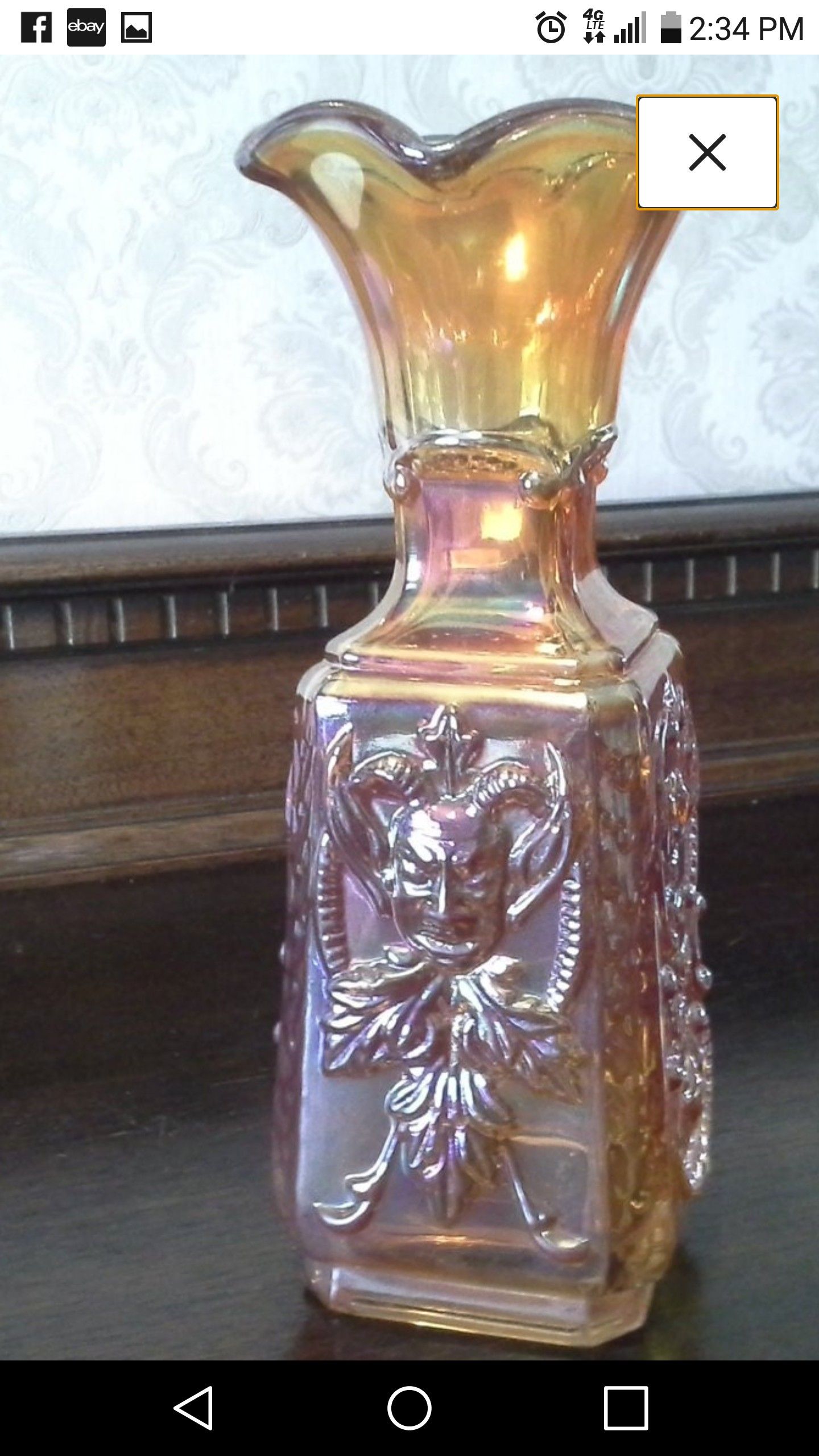 Demon Mephisto Carnival Glass Vase Gothic Imperial Glass Faust Mephistopheles purple Carnival Glass Vallerysthal Devil Face