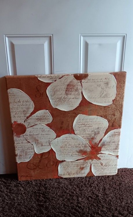 Stretched Canvas Floral Wall Art, 24" Flower Wall Art