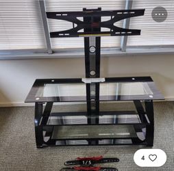 3 glass shelf tv stand