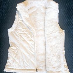New Nicole Miller Original Womens Reversable Faux Fur  Puffer Vest L  