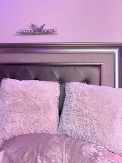 White Fluffy Throw Pillows Set of 2