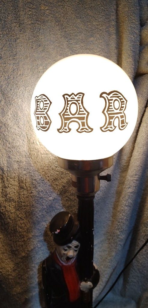 1950s Vintage BAR Charlie Chaplin "Drunk Hobo" Lamp With Rare Ashtray Base.