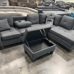 BRAND NEW 3PCS SECTIONAL SOFA SET WITH OTTOMAN AND ACCENT PILLOW INCLUDED $379