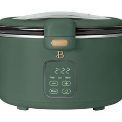Beautiful 4 Qt Digital Slow Cooker with Hinged Locking Lid, Thyme Green by Drew Barrymore