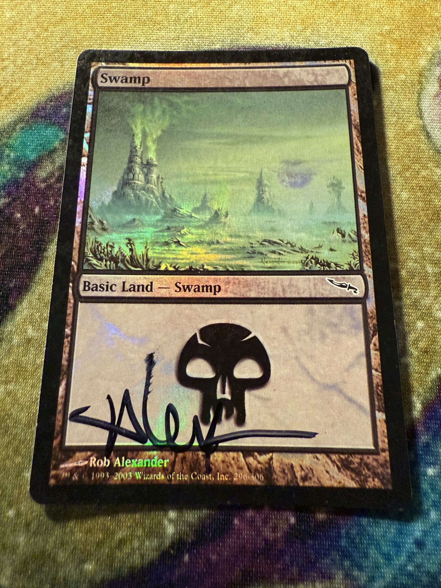 Mirrodin Foil Swamp Signed By Rob Alexander MTG Tcg