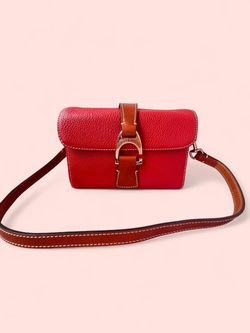 Dooney & Bourke Red Pebbled Leather Grain Equestrian Kyra Shoulder Bag Purse  