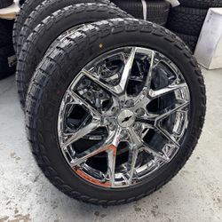 New 22 inch chrome new style snowflakes wrapped in lionhart all terrain 285/45r22 tires