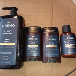 Cremo Palo Santo Bodywash Deodorant And Beard Wash And Softener 