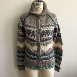 Rebecca Taylor Women's Medium Cardigan Sweater Gray Chunky Knit Button Front