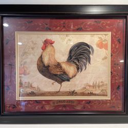 Framed Tuscan Rooster Wall Art/Matching Set/Italian Farmhouse Decor