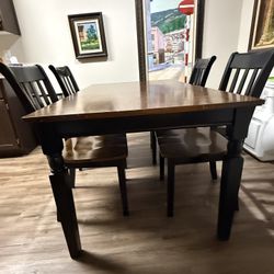 Solid Wood Dining Table with 4 Chairs, Sturdy & Clean
