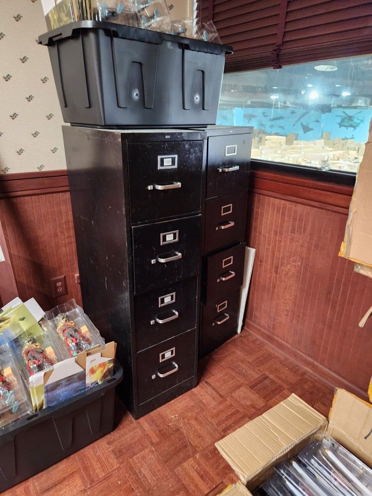 3 hon, 4 drawer file cabinets.