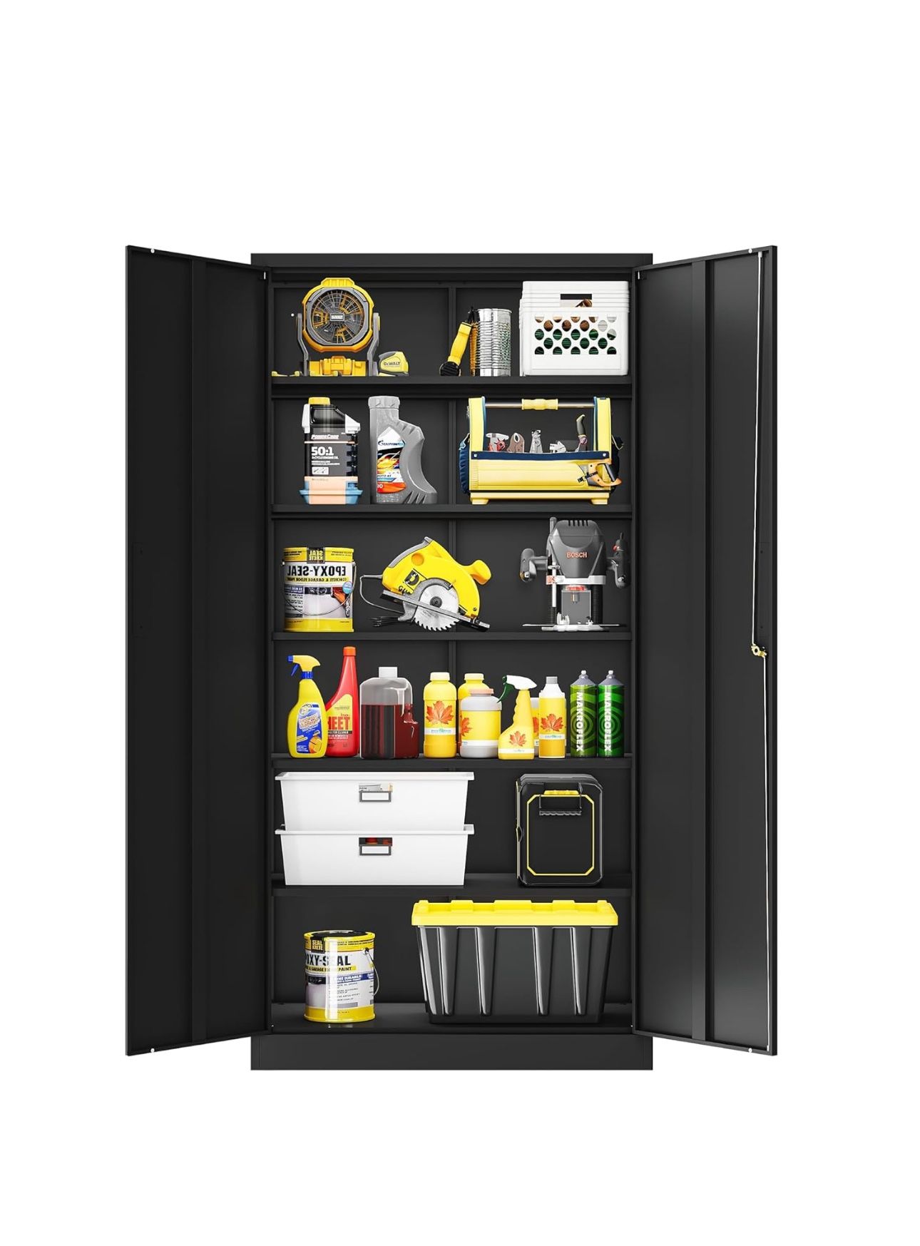 Metal Storage Cabinet with Lock,72" Tall Storage Cabinet with Doors and Adjustable Shelves