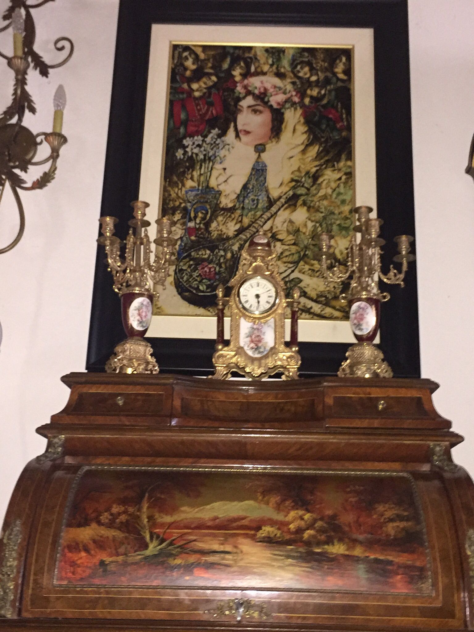 Antique Italian  Clock And Candelabra Set 