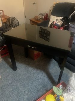 Black Desk With Glass Top 