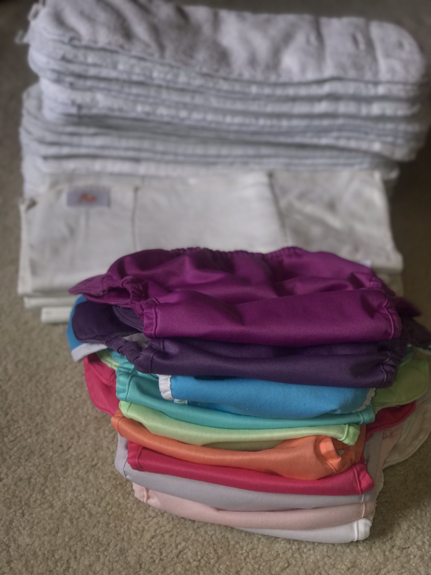 Flip Bumgenius, Thirsties, Cloth diapers lot of 10 covers, 24 liners, organic cotton