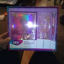 Pink Gold Glitter Journal And Pen Set 