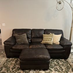 Dark Brown Leather Couch 