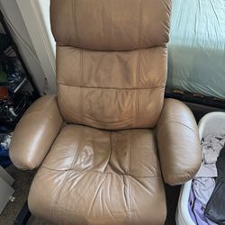 Leather Reclining Chair and Ottoman