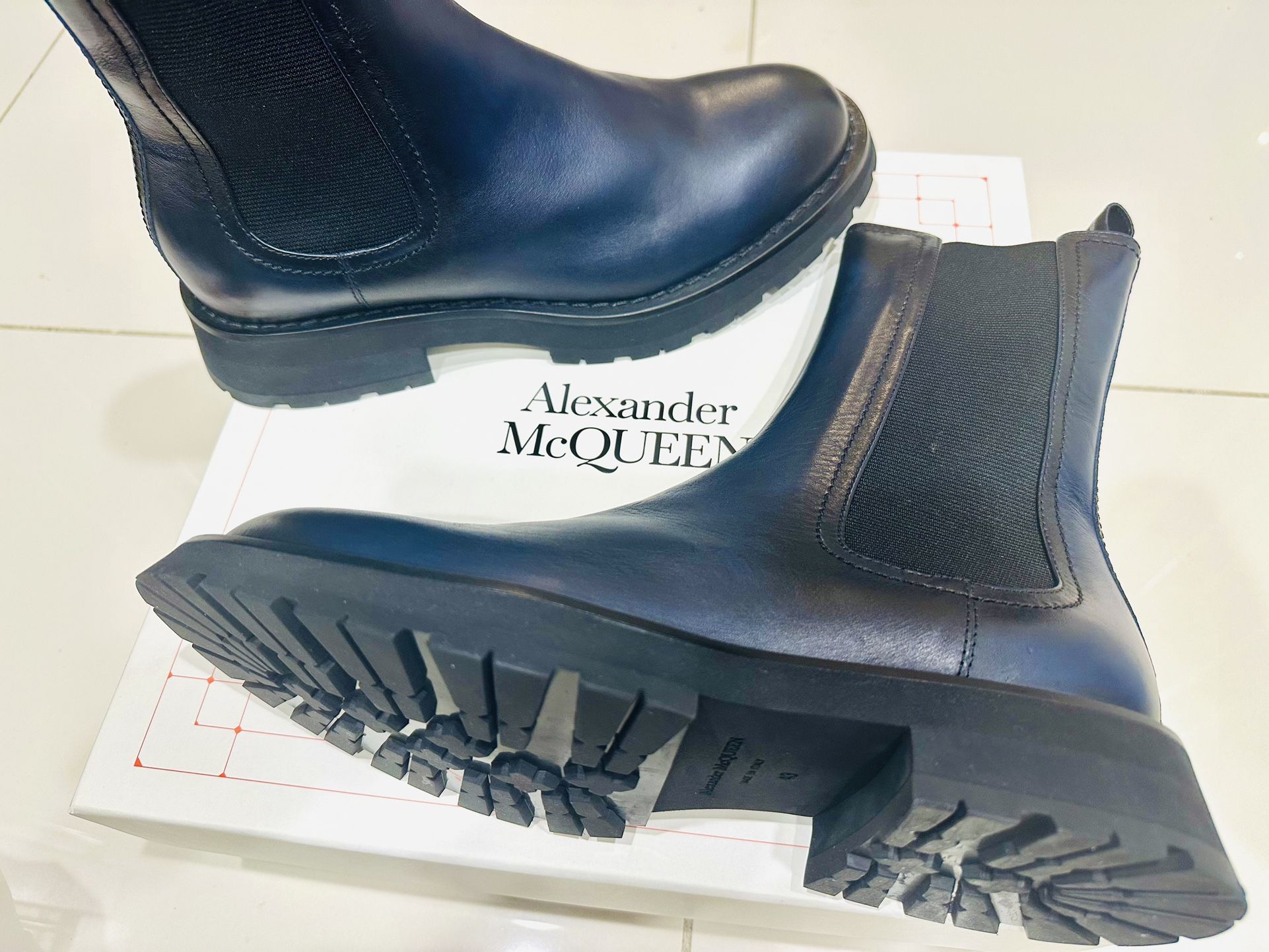 Stylish, Midnight Blue Alexander McQueen Men's high, winter boots - Brand NEW
