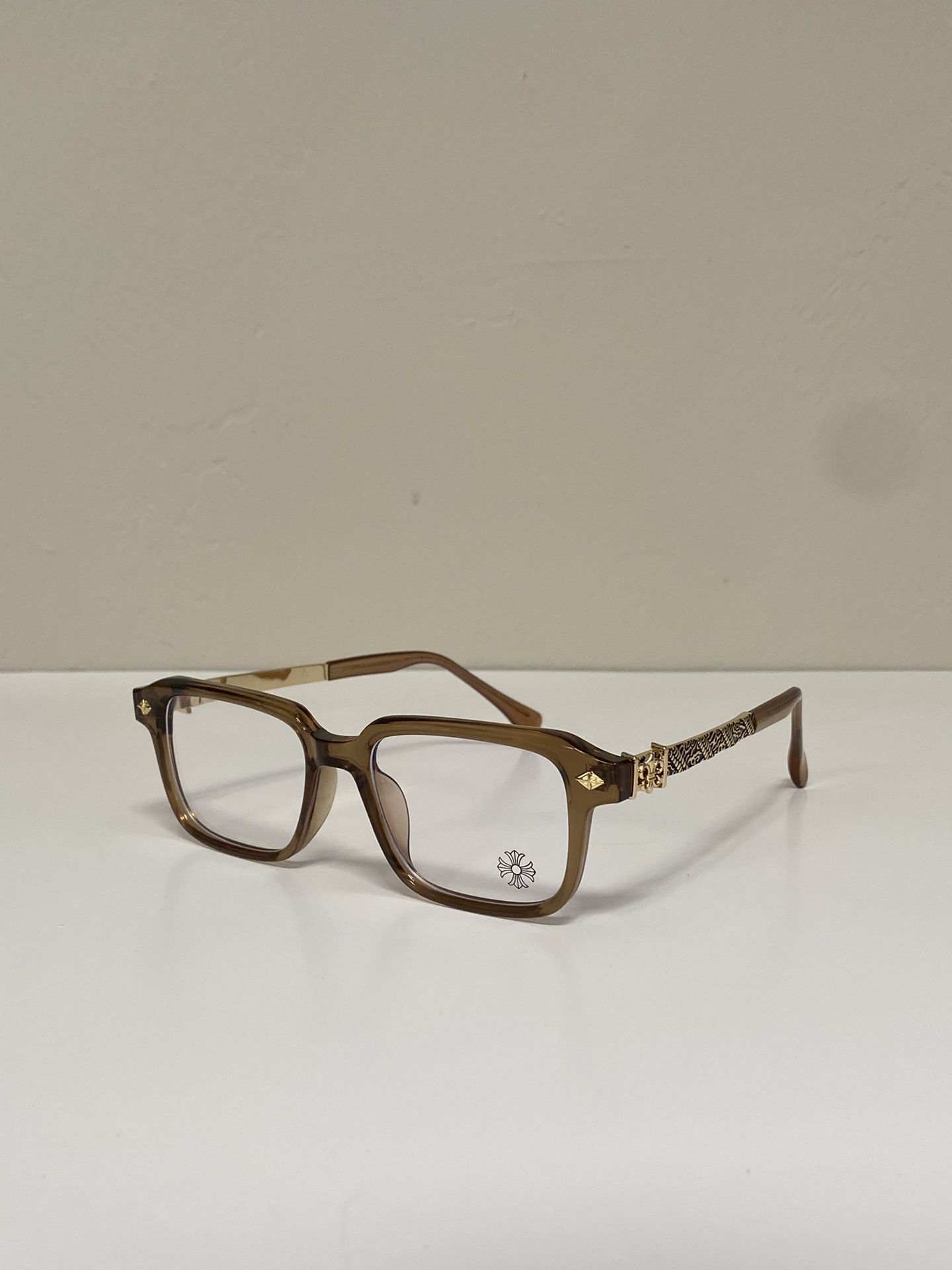 Chrome Hearts Glasses Brown/gold Rectangular Frames