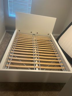 White Bed Frame with Slatted Base