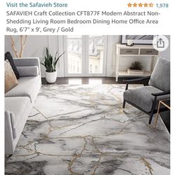 Move Out Sale Safavieh Craft Collection CFT877F Area Rug, 6' 7" x 9', Grey/Gold