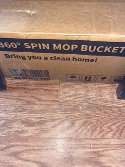 360° Spin Mop Bucket Black and Red