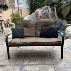 LARGE 4 1/2 Foot Long Outdoor Bench With Thick Cushions And 3 Thin Decor Pillows Included 