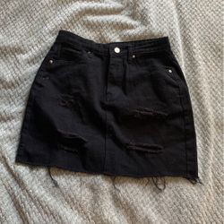 black ripped jean skirt