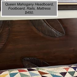 Carved Mahogany Queen Bed