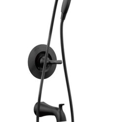 Delta Arvo 14 Series Matte Black Bathtub Shower Faucet Set with In2ition 2-in-1 Dual Shower Head with Handheld Spray Combo, Valve Trim Kit, Matte Blac