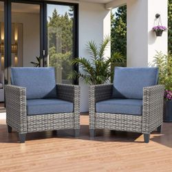 OVIOS Patio Chairs New Vultros 2-Piece High Back Square Shape Armrest
