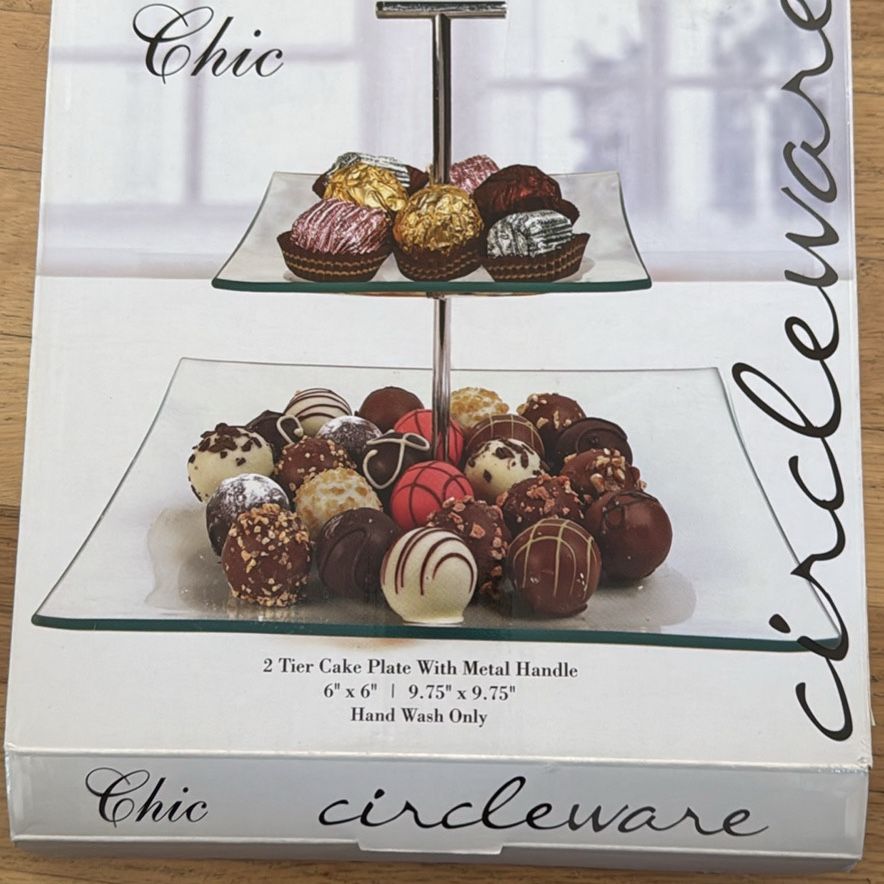 2-Tier Glass Cake Plate Stand