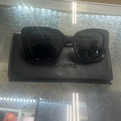 Chanel Acetate Strass Square Sunglasses  Black White