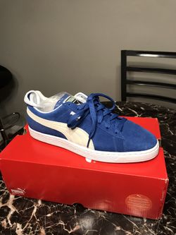 Suede puma blue and white brand new size 10 1/2