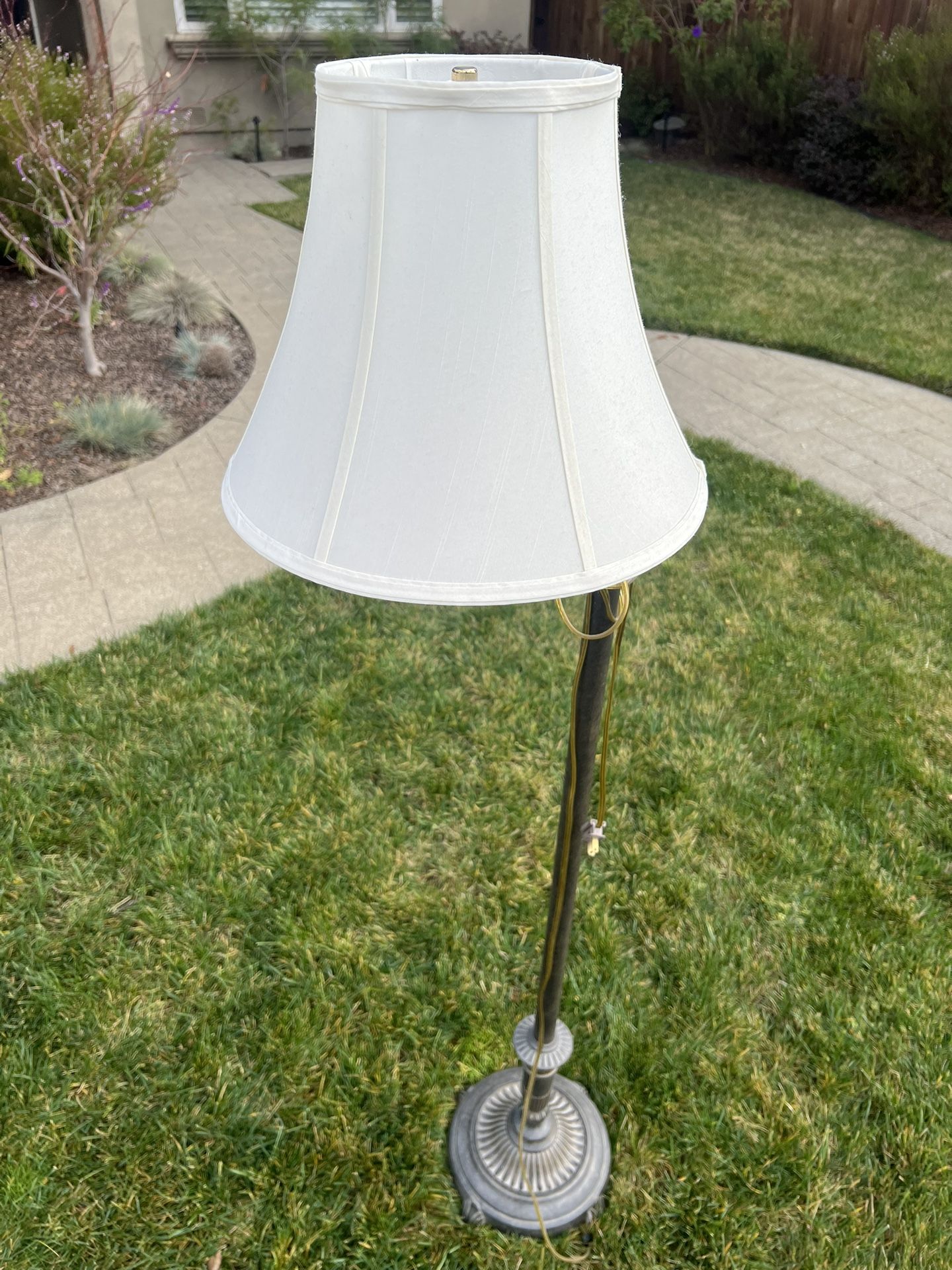 Floor Lamp with Real Silk Lampshade