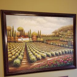 2 Large Framed Oil Paintings ITALY TUSCANY 