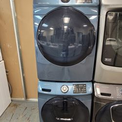 Samsung Front Loading Washer And Stackable Gas Dryer Set 