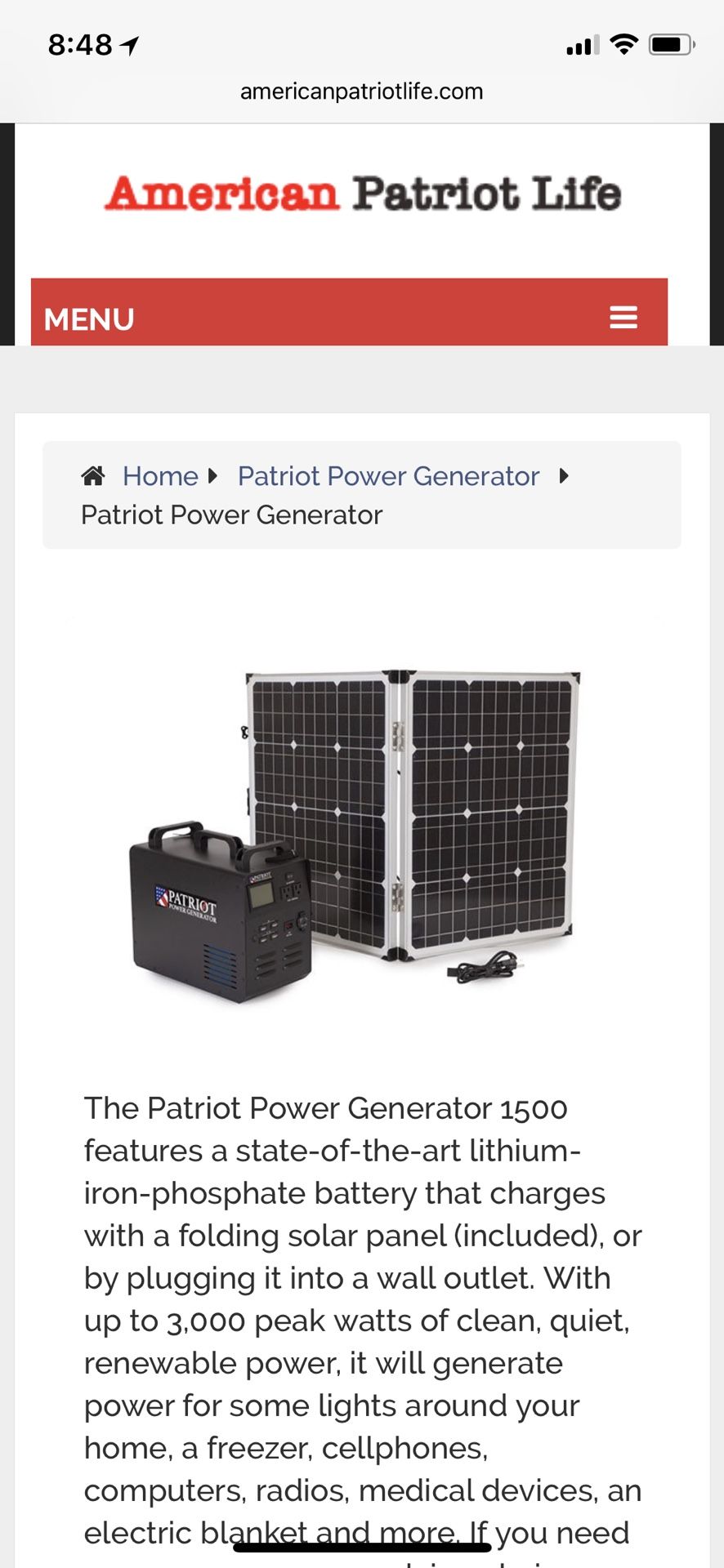 Patriot power generator!! Brand new!