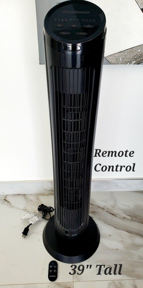 Tower Fan 40" Speed Settings And Rotates - Has Remote
