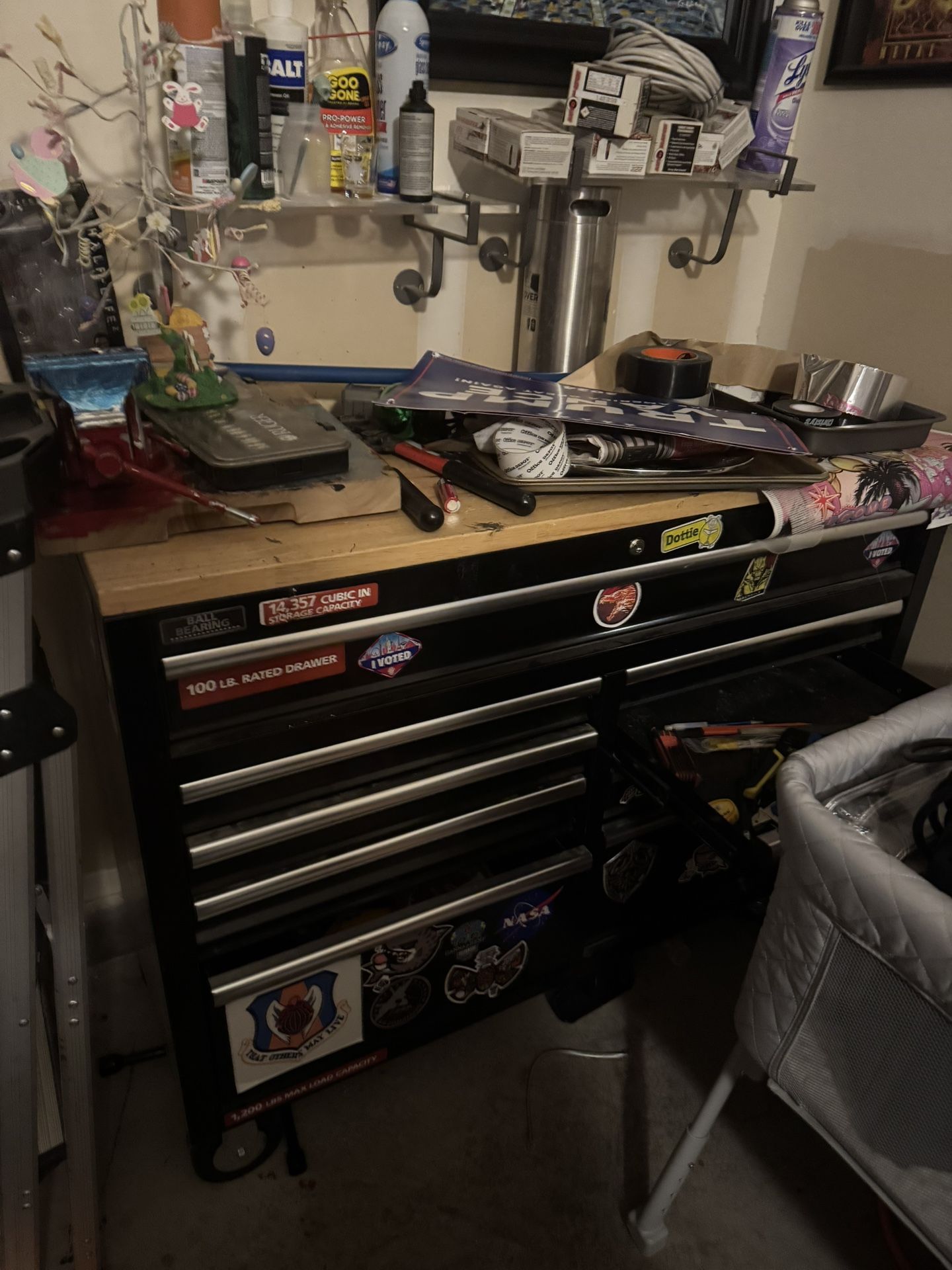 Tool Box Work Bench With Wood Top