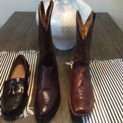 Men’s Genuine Leather And Lizard Western Boots and Leather Loafers ($45-$100 Pair)