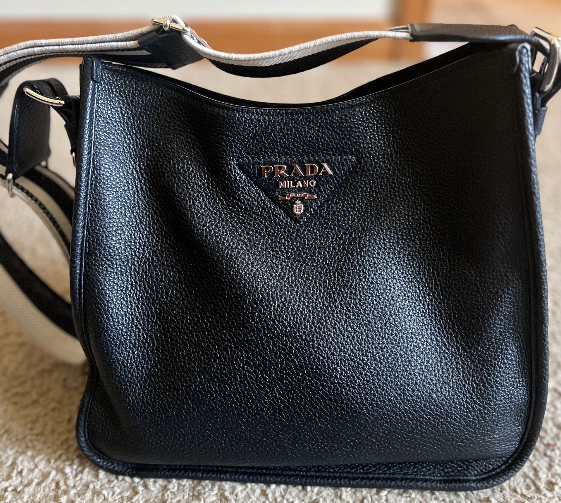 Prada Black Hobo Leather