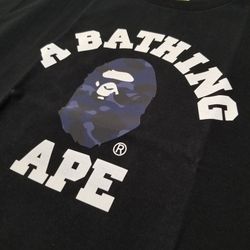 A BATHING APE 1st camo College Reflective Blue/Black tee