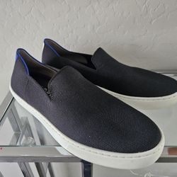 ROTHYS Womens Sz 9.5 Black Loafer Slip On Round Toe Ballet Flats 