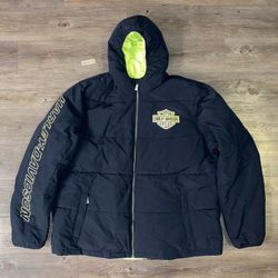 Harley Davidson Bar & Shield Hooded Puffer Jacket Men 2XL XXL Black 97423-24VM