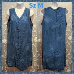 WOMENS LEAF PATTERNED DENIM DRESS SIZE M
