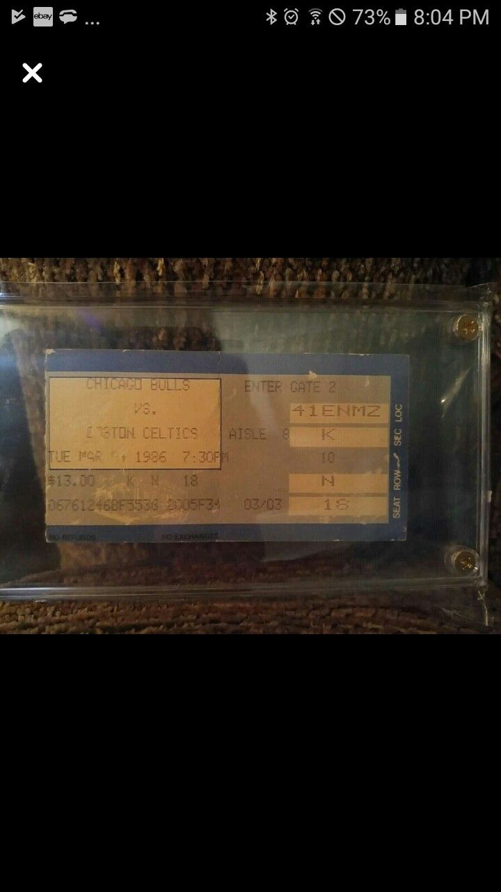 1986 bulls vs Celtics home game ticket