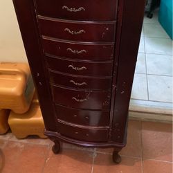 Old English antique jewelry chest many drawers